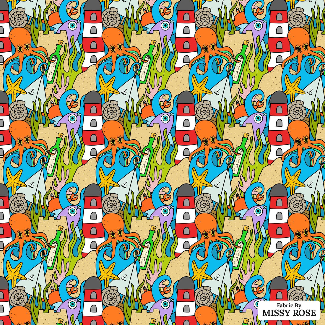 Scandi 19 - flat view of the print, zoom in for detail | Fabric by Missy Rose