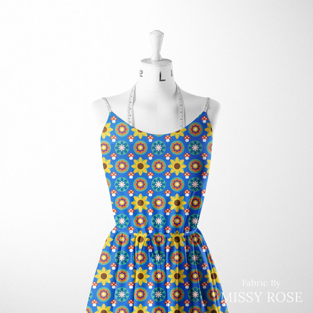 Scandi 2 made up as a dress on a mannequin - see how the print looks made up | Fabric by Missy Rose