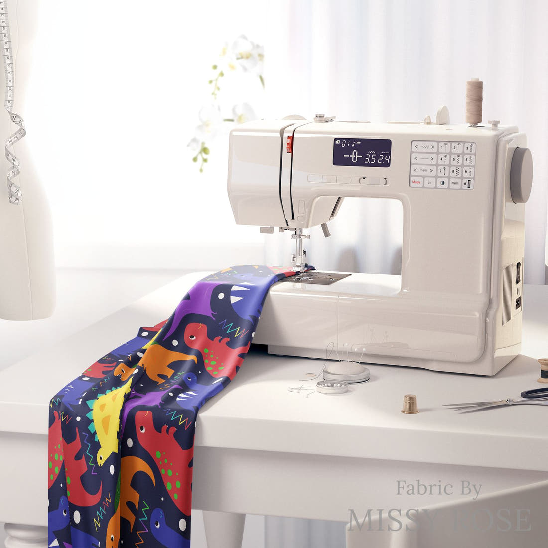 Scandi 20 on a sewing machine - premium fabric for sewing projects | Fabric by Missy Rose