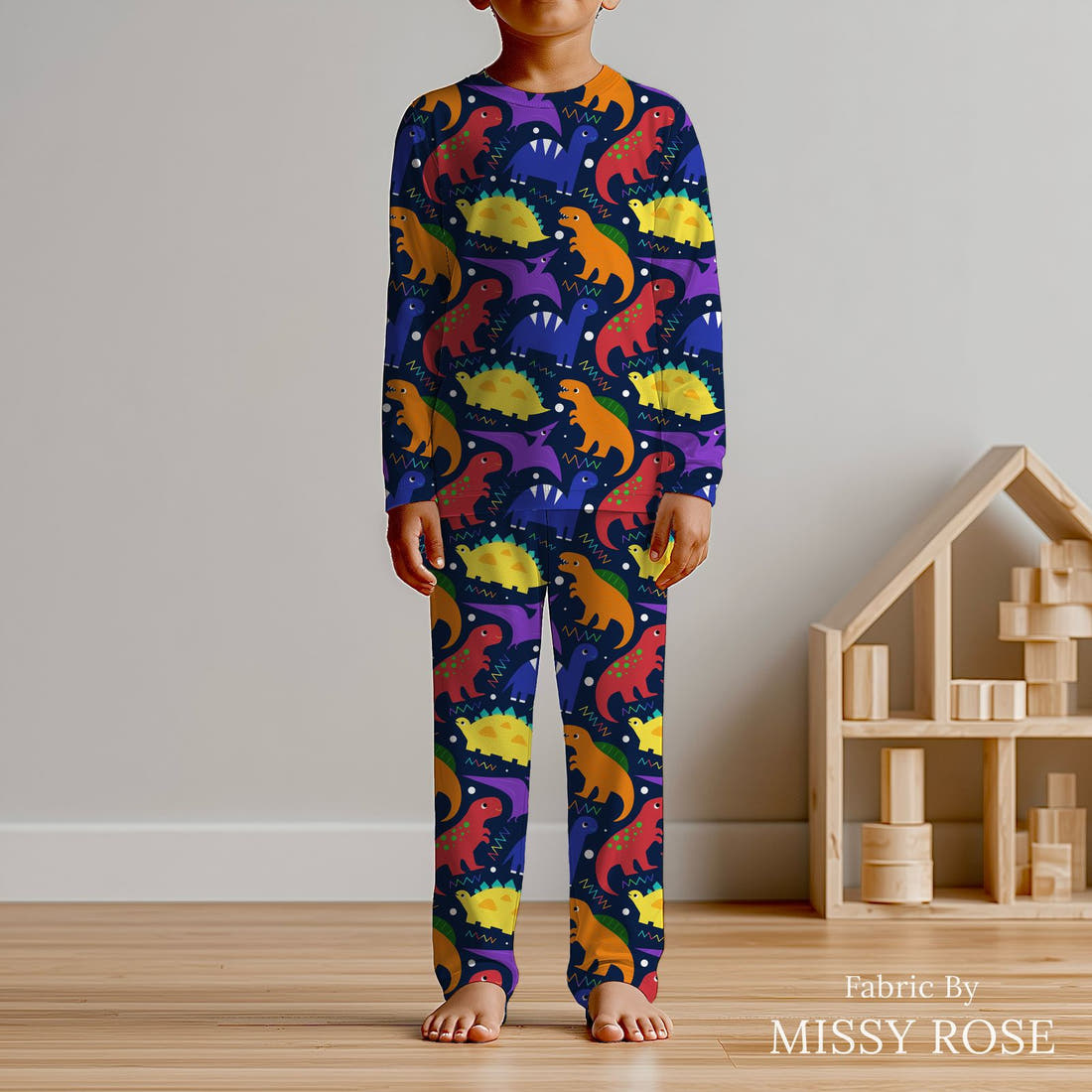 Scandi 20 made up as kids' pyjamas - see how the print looks made up | Fabric by Missy Rose