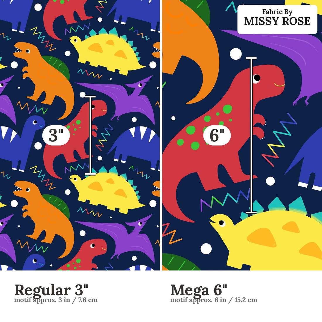 Scandi 20 Regular 3 inch vs Mega 6 inch print scale side by side | Fabric by Missy Rose