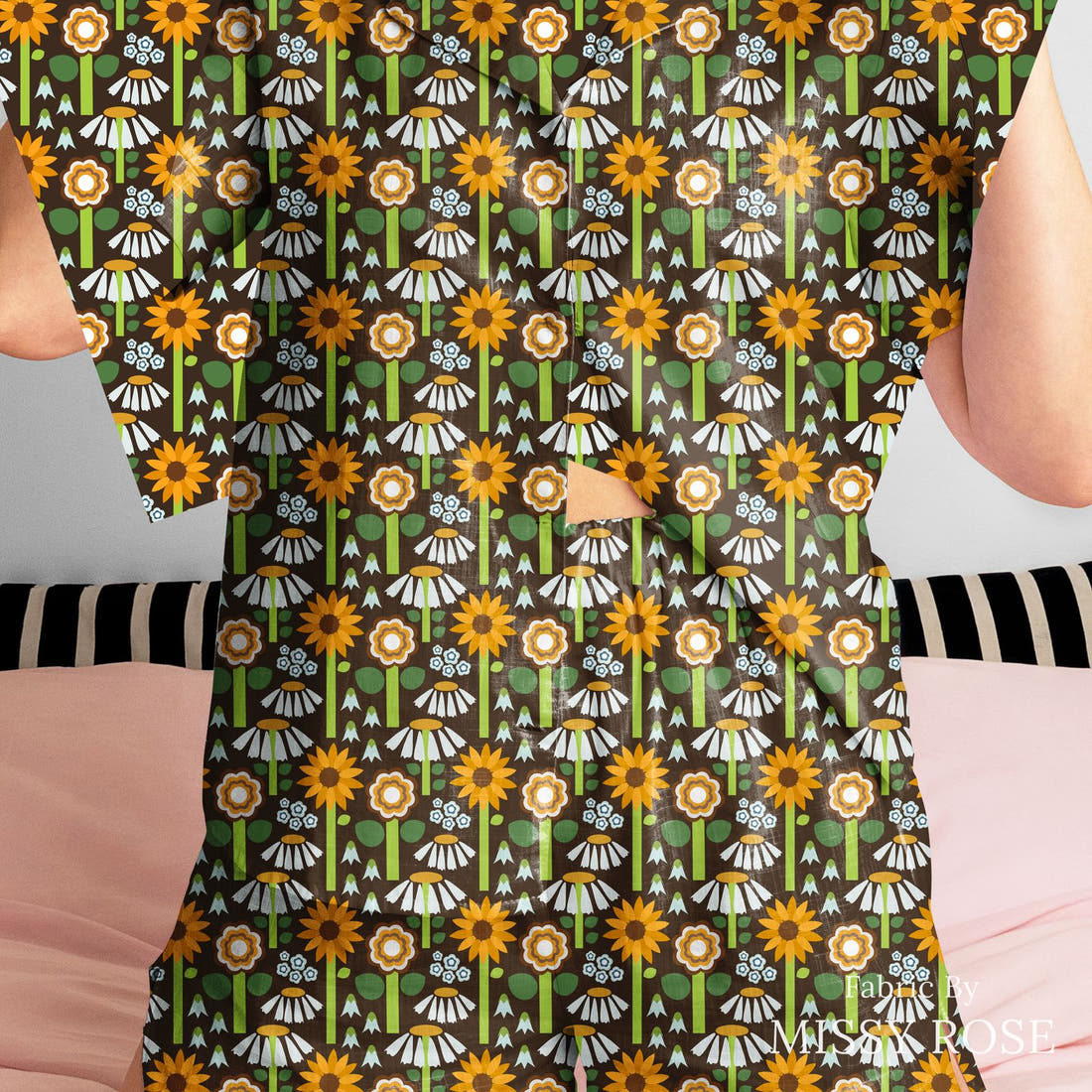 Scandi 22 made up as women's pyjamas - see how the print looks made up | Fabric by Missy Rose