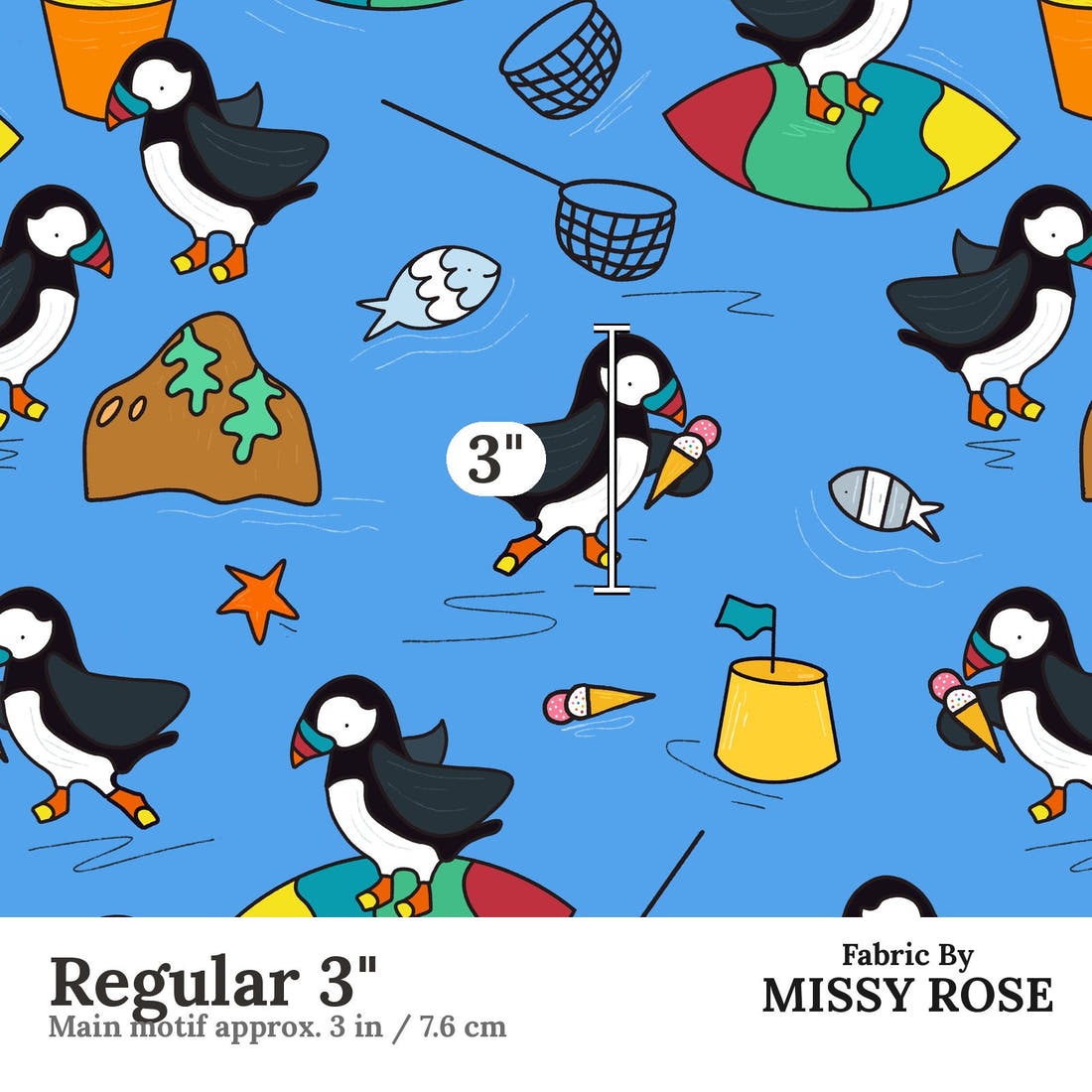 Scandi 23 Regular 3 inch print scale guide | Fabric by Missy Rose