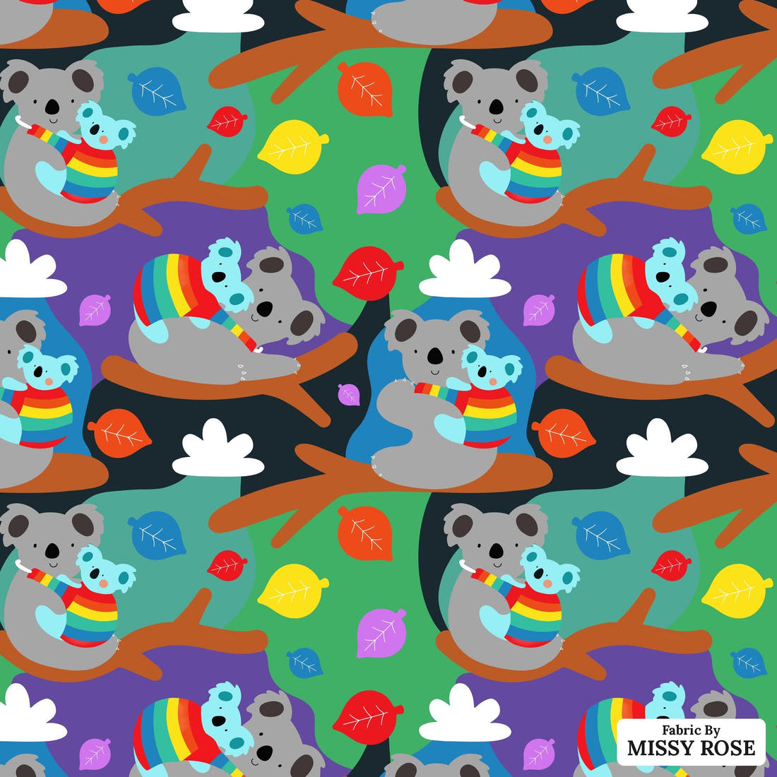 Scandi 24 - flat view of the print, zoom in for detail | Fabric by Missy Rose