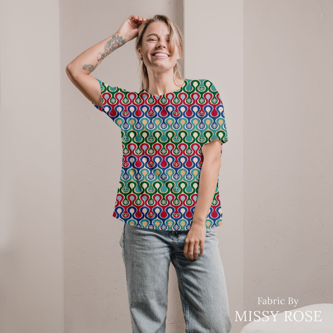 Scandi 25 made up as an all-over print shirt - see how the print looks made up | Fabric by Missy Rose