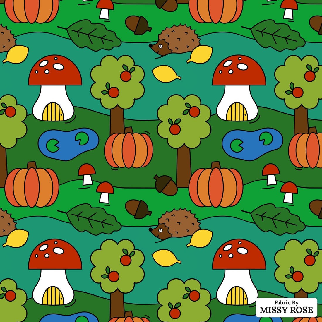 Scandi 26 - flat view of the print, zoom in for detail | Fabric by Missy Rose