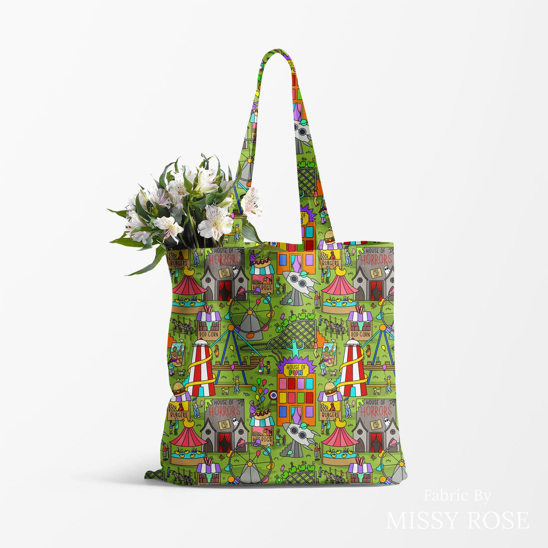 Scandi 29 made up as a tote bag - see how the print looks made up | Fabric by Missy Rose
