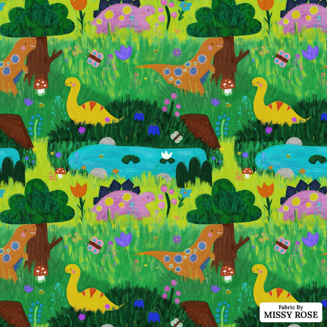 Scandi 3 - flat view of the print, zoom in for detail | Fabric by Missy Rose