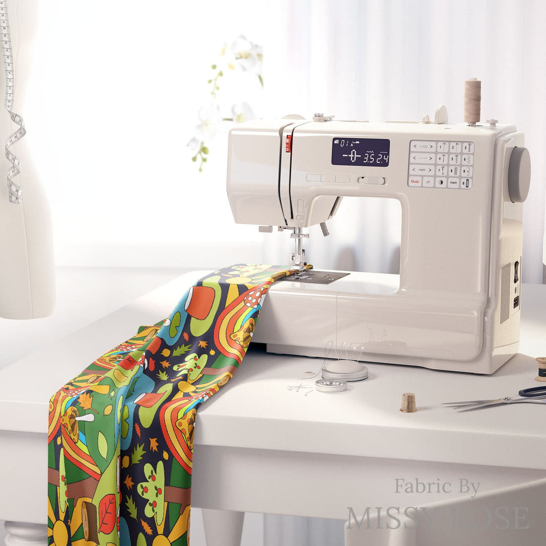 Scandi 30 on a sewing machine - premium fabric for sewing projects | Fabric by Missy Rose