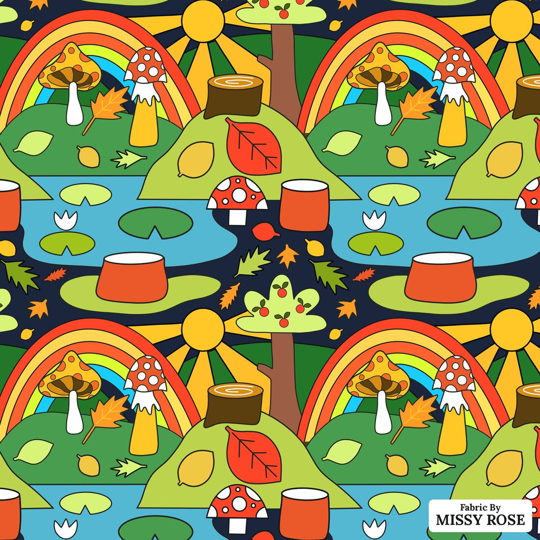 Scandi 30 - flat view of the print, zoom in for detail | Fabric by Missy Rose