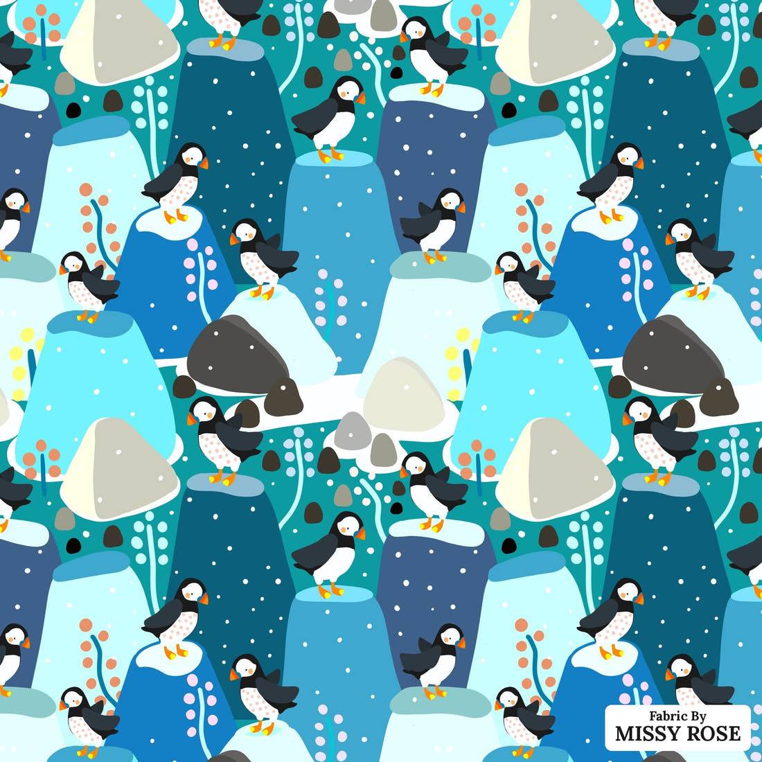Scandi 33 - flat view of the print, zoom in for detail | Fabric by Missy Rose