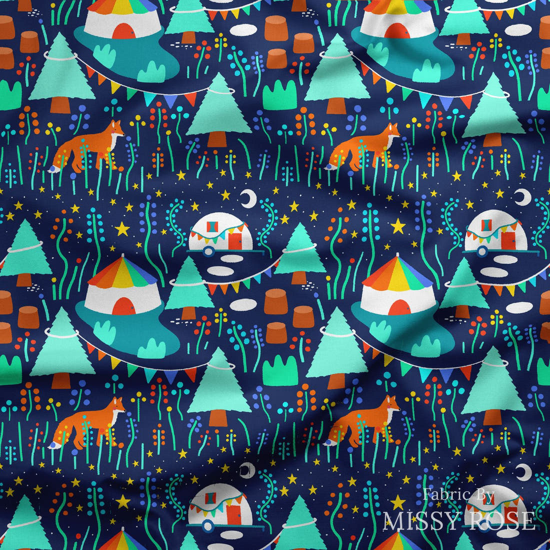 Scandi 5 draped fabric mockup - custom printed fabric by the metre | Fabric by Missy Rose