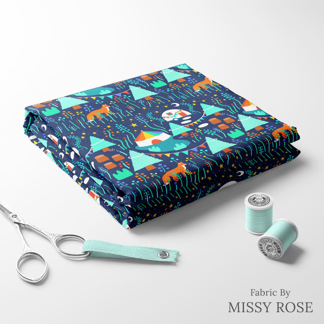 Scandi 5 folded fabric stack with matching thread - pre-order fabric Australia | Fabric by Missy Rose