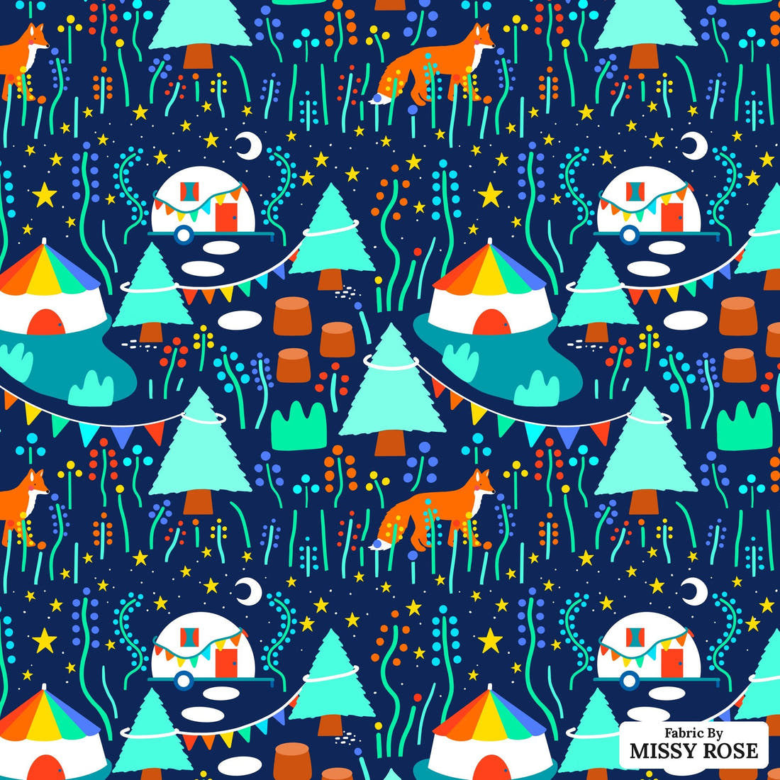 Scandi 5 - flat view of the print, zoom in for detail | Fabric by Missy Rose