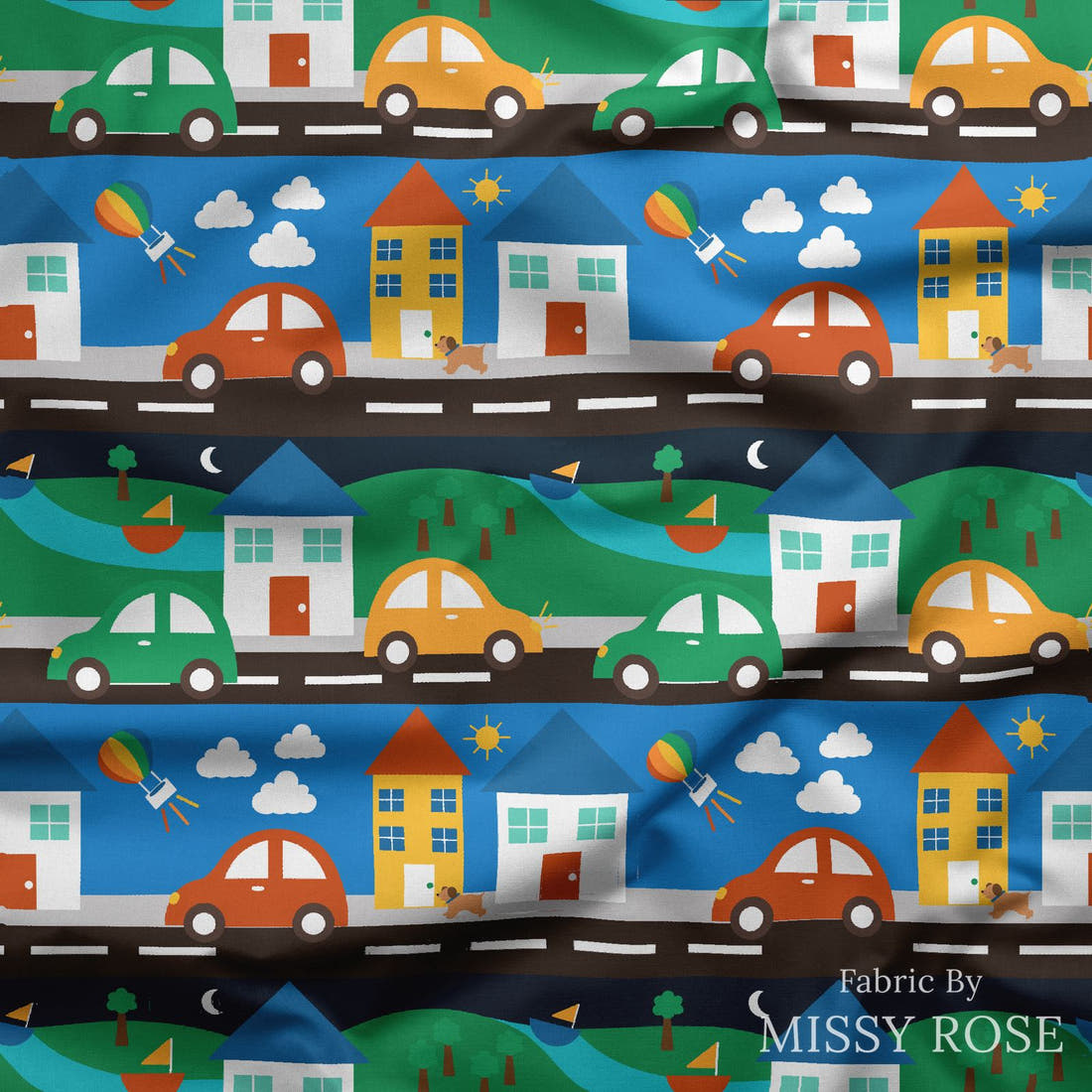 Scandi 6 draped fabric mockup - custom printed fabric by the metre | Fabric by Missy Rose
