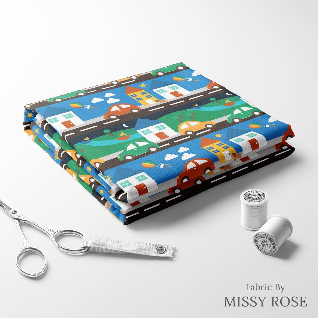 Scandi 6 folded fabric stack with matching thread - pre-order fabric Australia | Fabric by Missy Rose