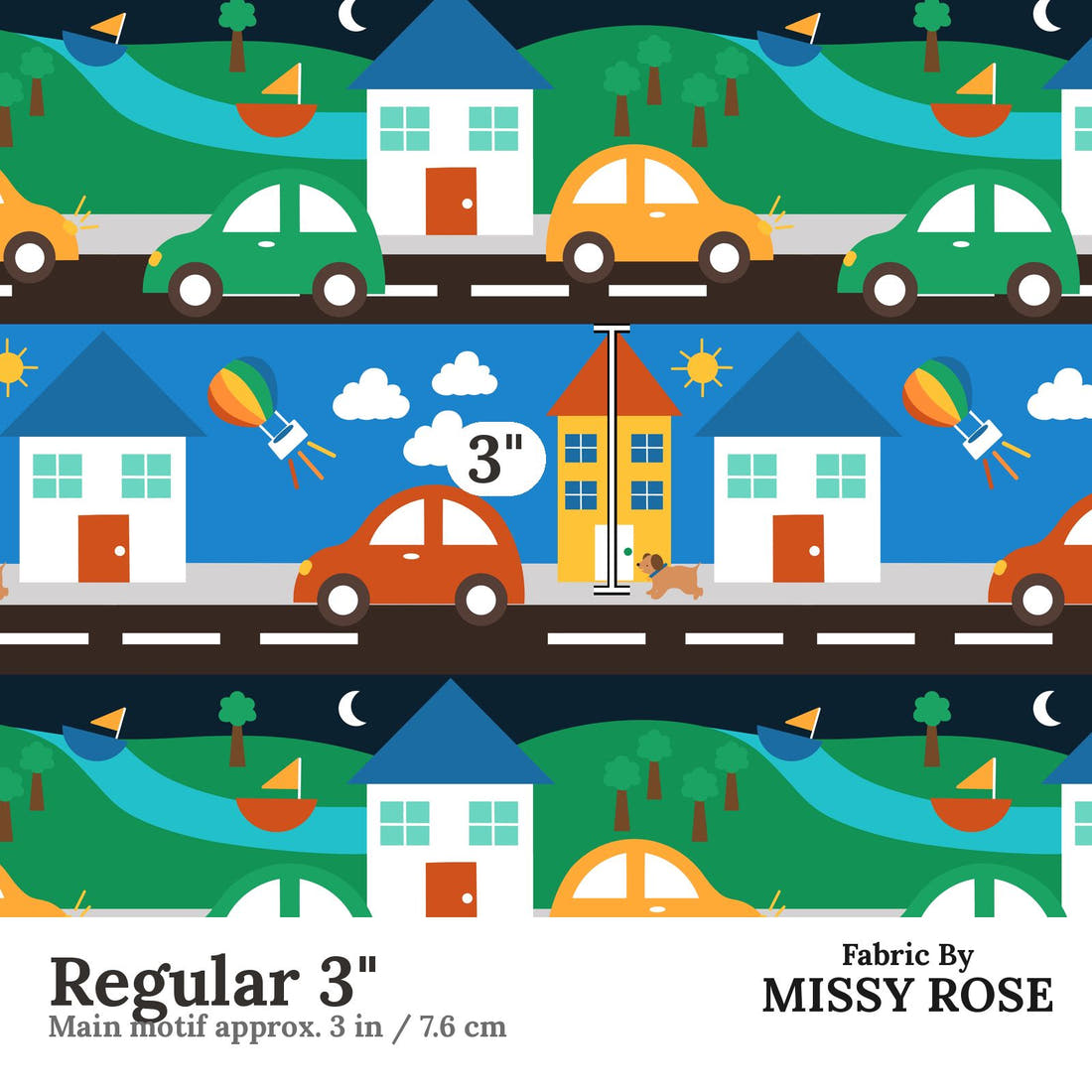 Scandi 6 Regular 3 inch print scale guide | Fabric by Missy Rose