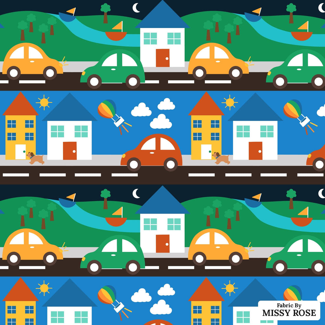 Scandi 6 - flat view of the print, zoom in for detail | Fabric by Missy Rose
