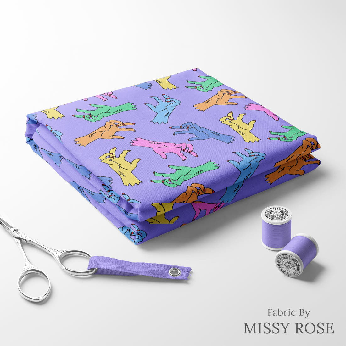 Studio Saturate Fabric 01 folded fabric stack with matching thread - pre-order fabric Australia | Fabric by Missy Rose