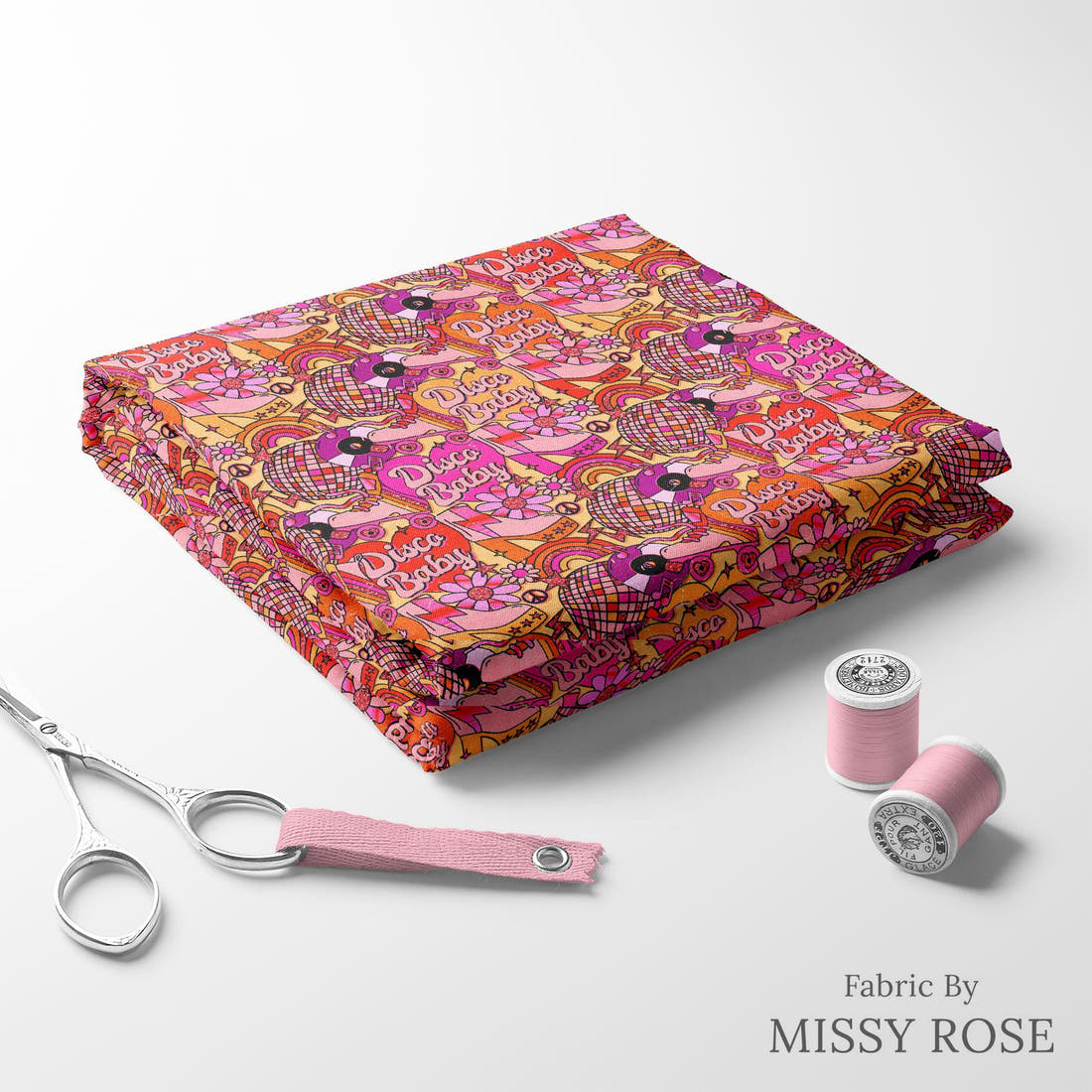 Studio Saturate Fabric 02 folded fabric stack with matching thread - pre-order fabric Australia | Fabric by Missy Rose