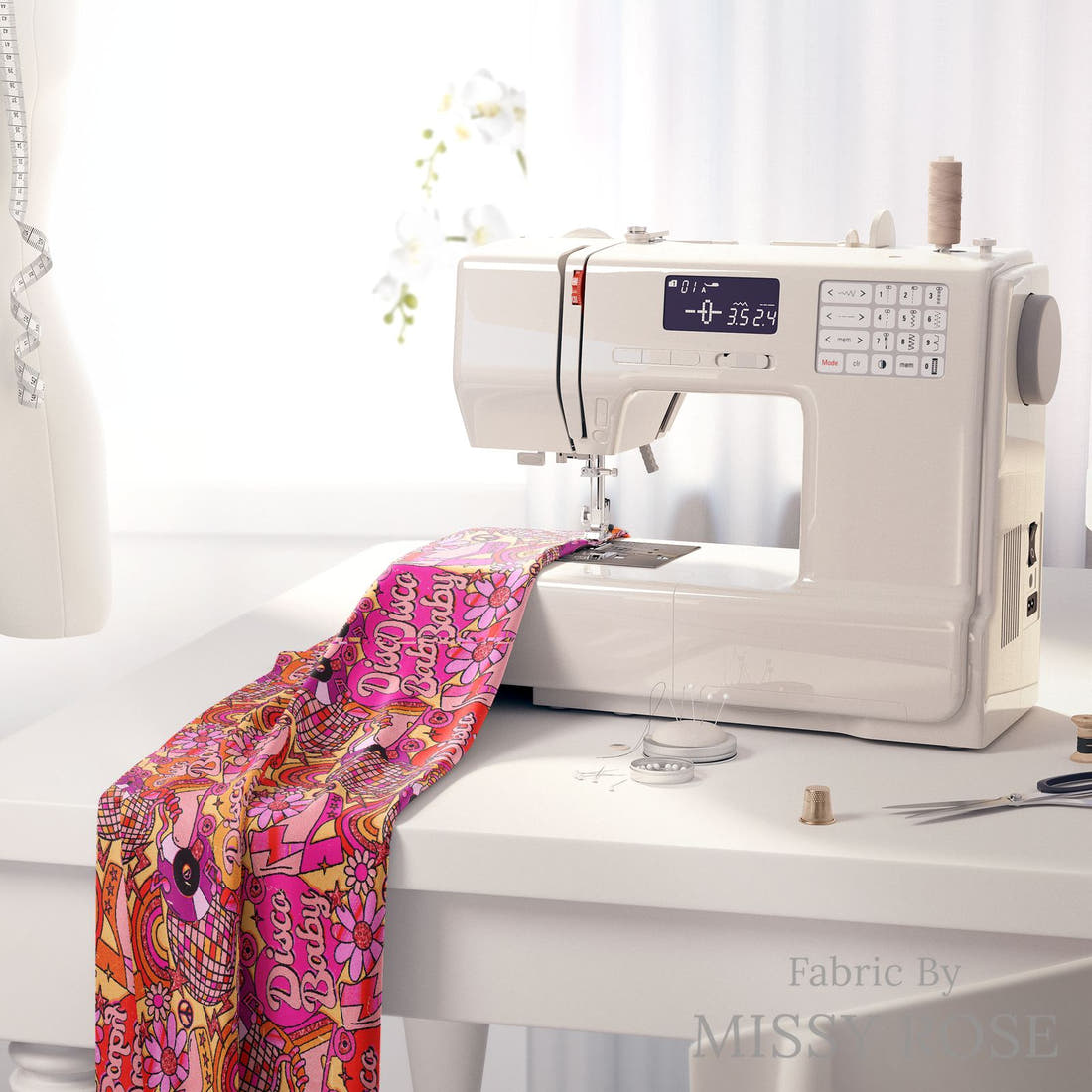 Studio Saturate Fabric 02 on a sewing machine - premium fabric for sewing projects | Fabric by Missy Rose