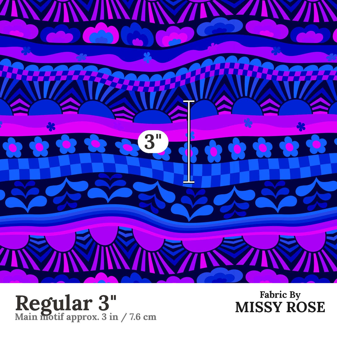 Studio Saturate Fabric 03 Regular 3 inch print scale guide | Fabric by Missy Rose