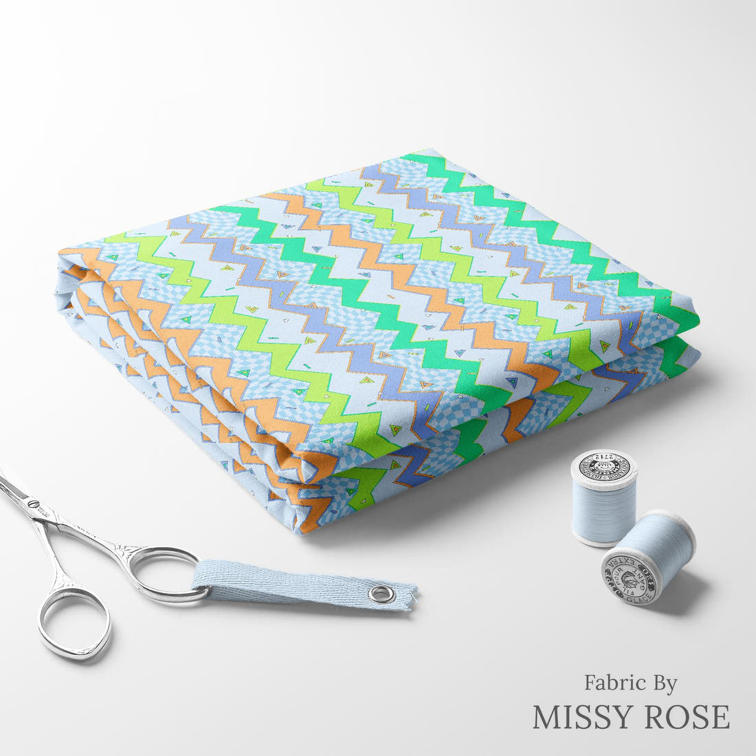 Studio Saturate Fabric 04 folded fabric stack with matching thread - pre-order fabric Australia | Fabric by Missy Rose