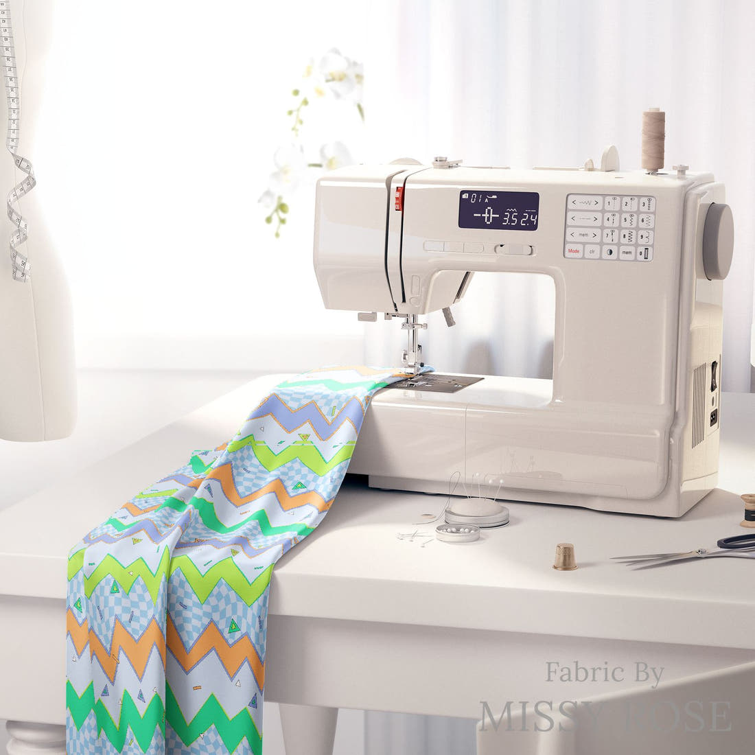 Studio Saturate Fabric 04 on a sewing machine - premium fabric for sewing projects | Fabric by Missy Rose
