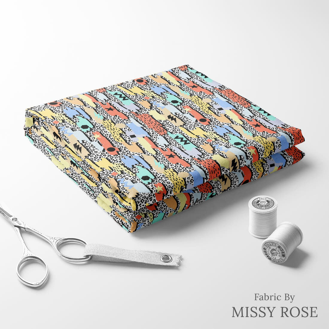 Studio Saturate Fabric 05 folded fabric stack with matching thread - pre-order fabric Australia | Fabric by Missy Rose