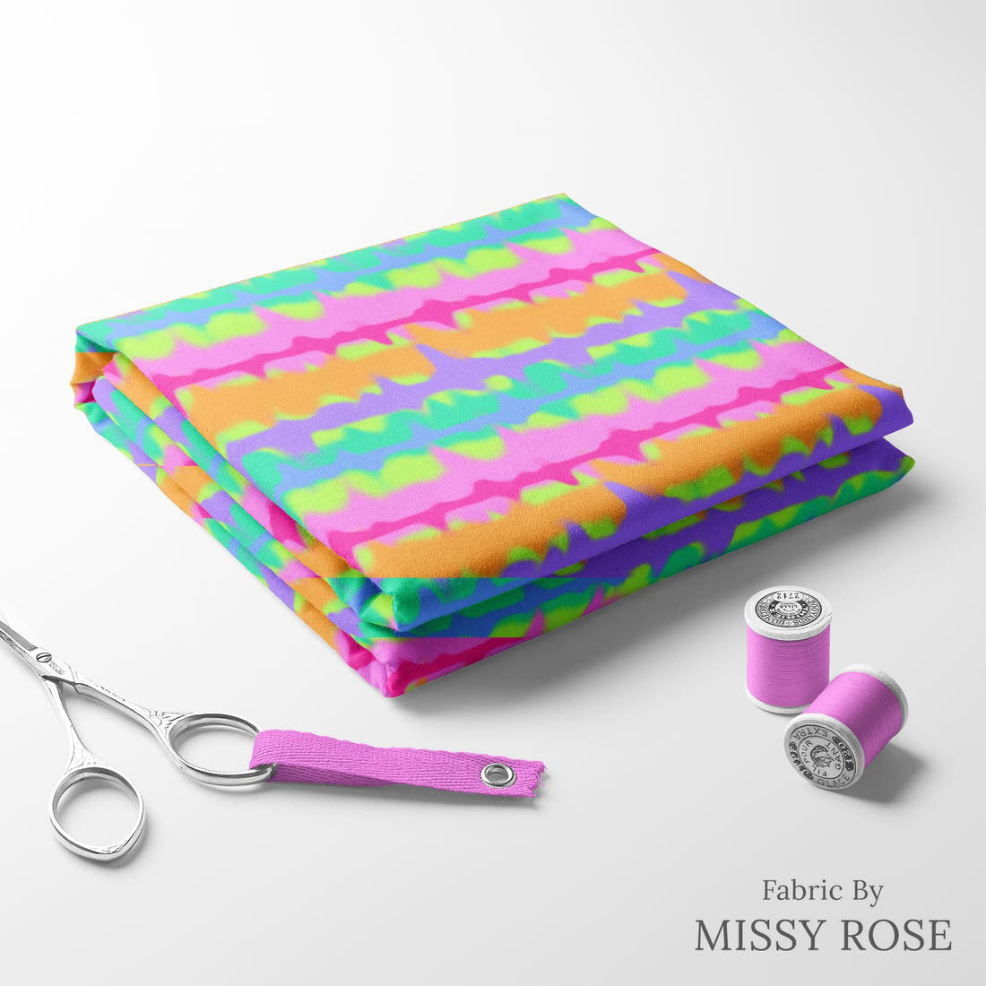 Studio Saturate Fabric 06 folded fabric stack with matching thread - pre-order fabric Australia | Fabric by Missy Rose