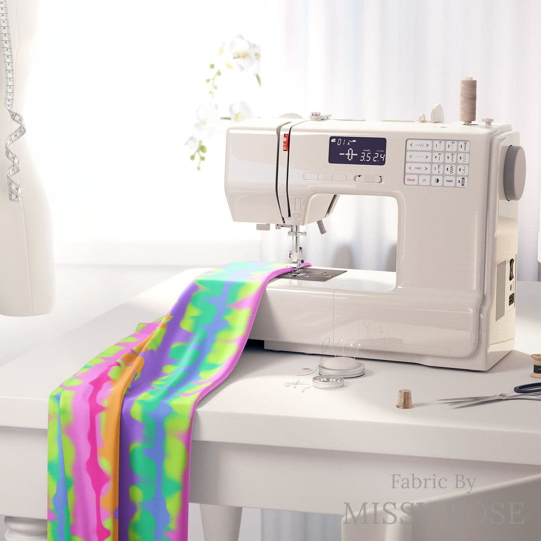 Studio Saturate Fabric 06 on a sewing machine - premium fabric for sewing projects | Fabric by Missy Rose