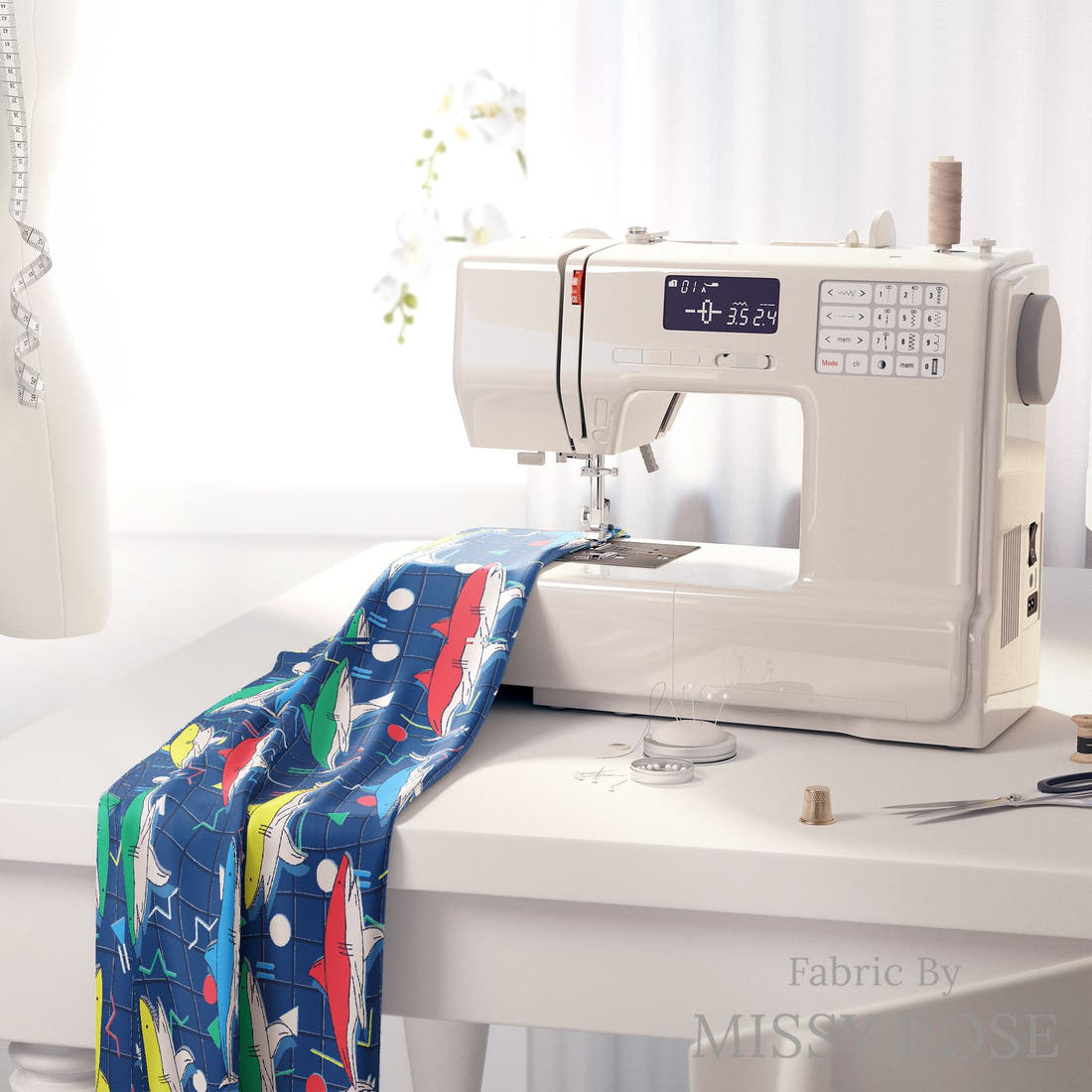 Studio Saturate Fabric 07 on a sewing machine - premium fabric for sewing projects | Fabric by Missy Rose