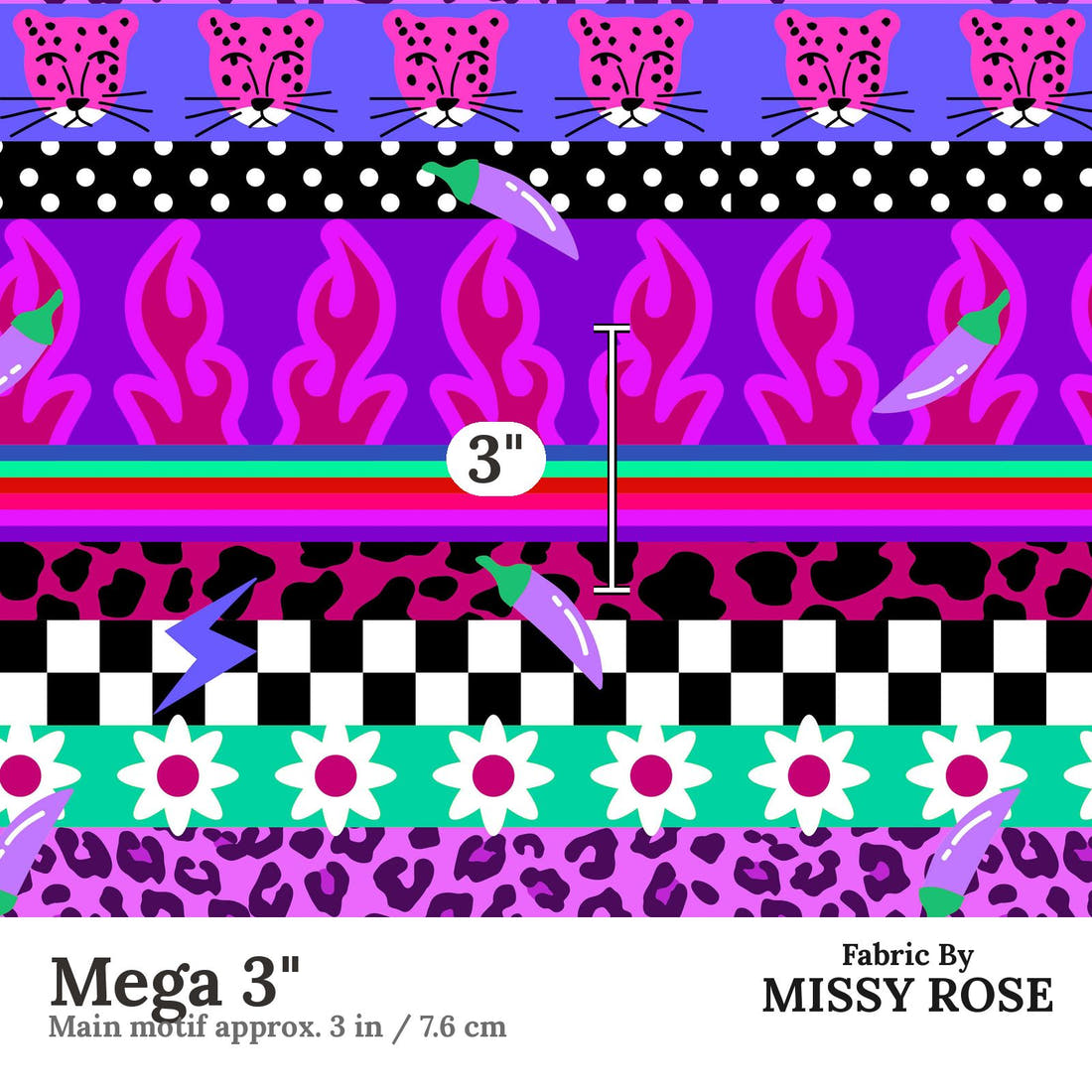 Studio Saturate Fabric 08 Mega 3 inch print scale guide | Fabric by Missy Rose