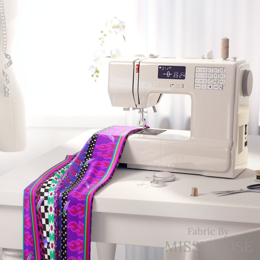 Studio Saturate Fabric 08 on a sewing machine - premium fabric for sewing projects | Fabric by Missy Rose