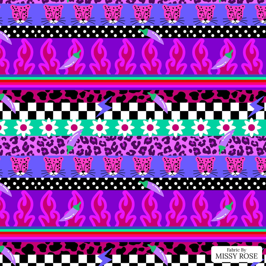 Studio Saturate Fabric 08 - flat view of the print, zoom in for detail | Fabric by Missy Rose
