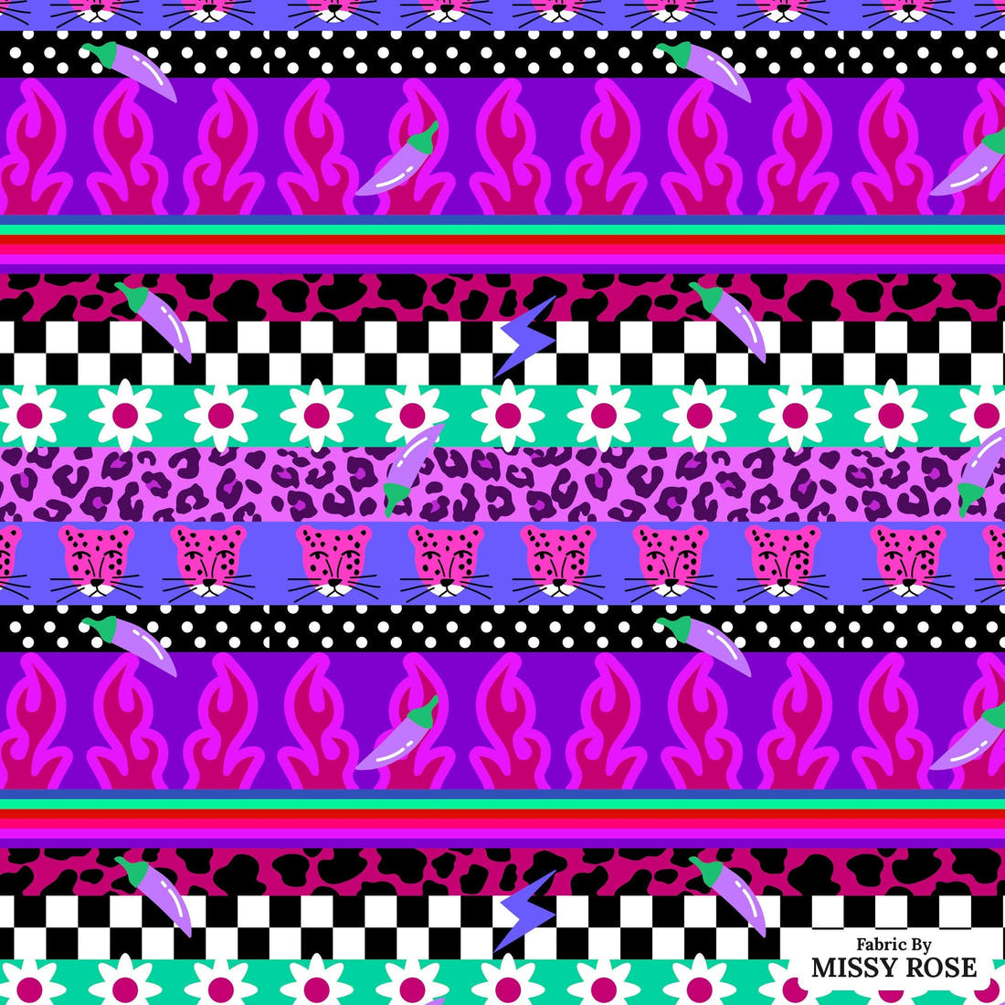 Studio Saturate Fabric 08 - flat view of the print, zoom in for detail | Fabric by Missy Rose