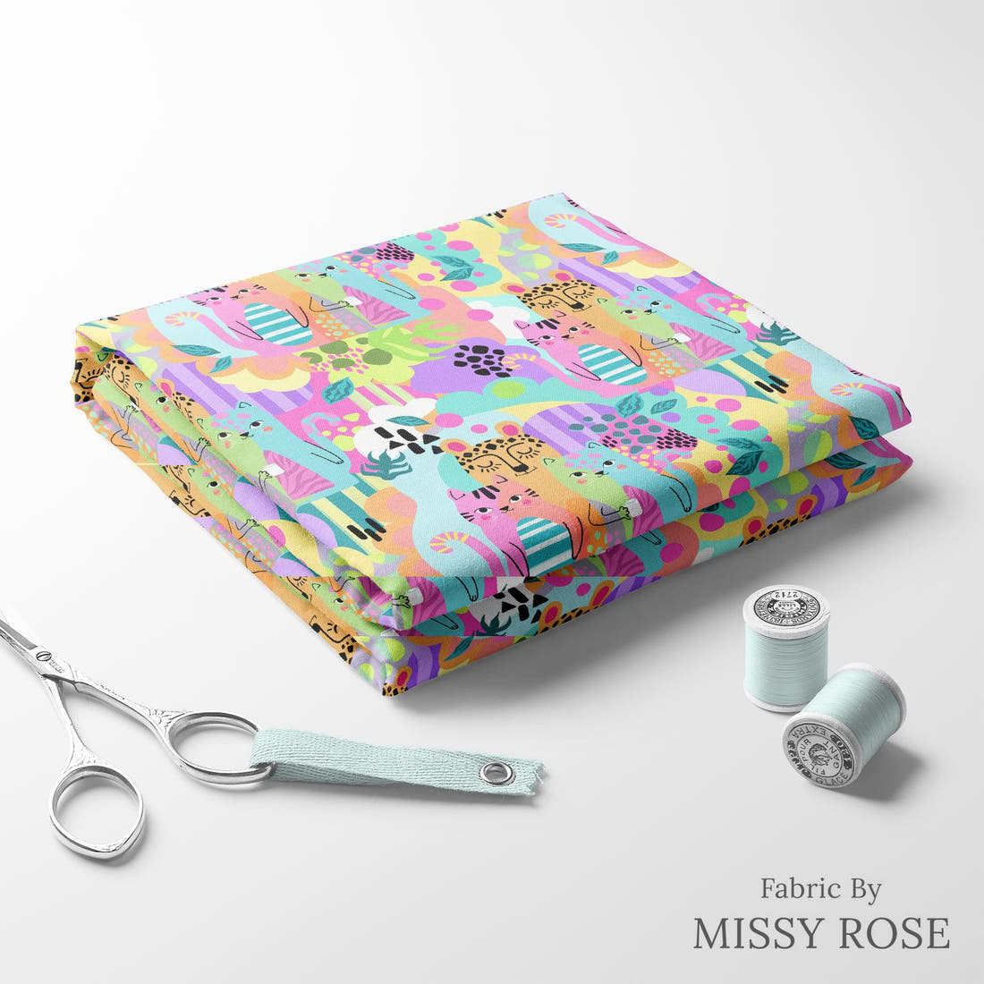 Studio Saturate Fabric 10 folded fabric stack with matching thread - pre-order fabric Australia | Fabric by Missy Rose