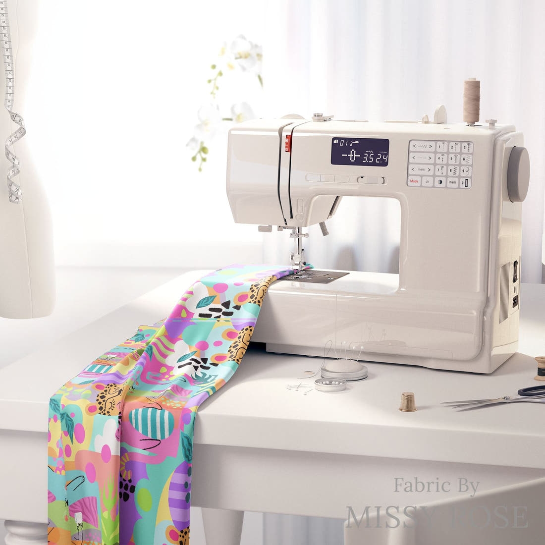 Studio Saturate Fabric 10 on a sewing machine - premium fabric for sewing projects | Fabric by Missy Rose