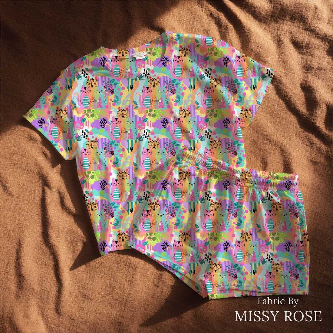 Studio Saturate Fabric 10 sewn into a lounge set - see how the print looks made up | Fabric by Missy Rose