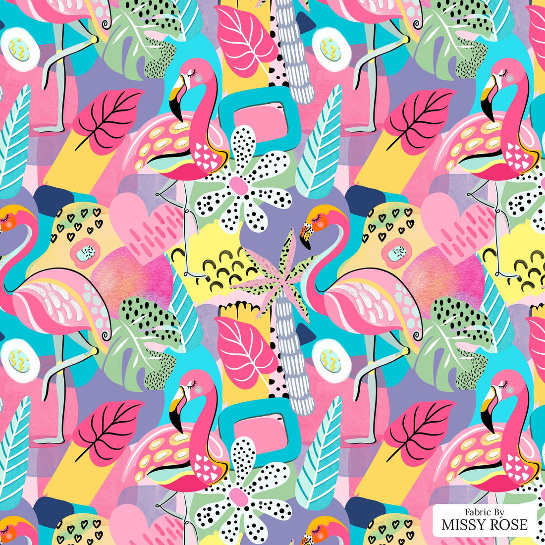 Studio Saturate Fabric 11 - flat view of the print, zoom in for detail | Fabric by Missy Rose