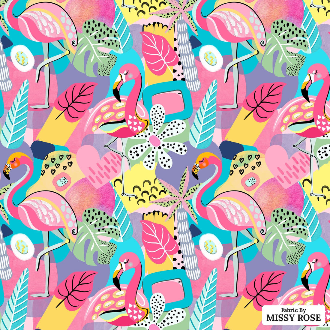 Studio Saturate Fabric 11 - flat view of the print, zoom in for detail | Fabric by Missy Rose