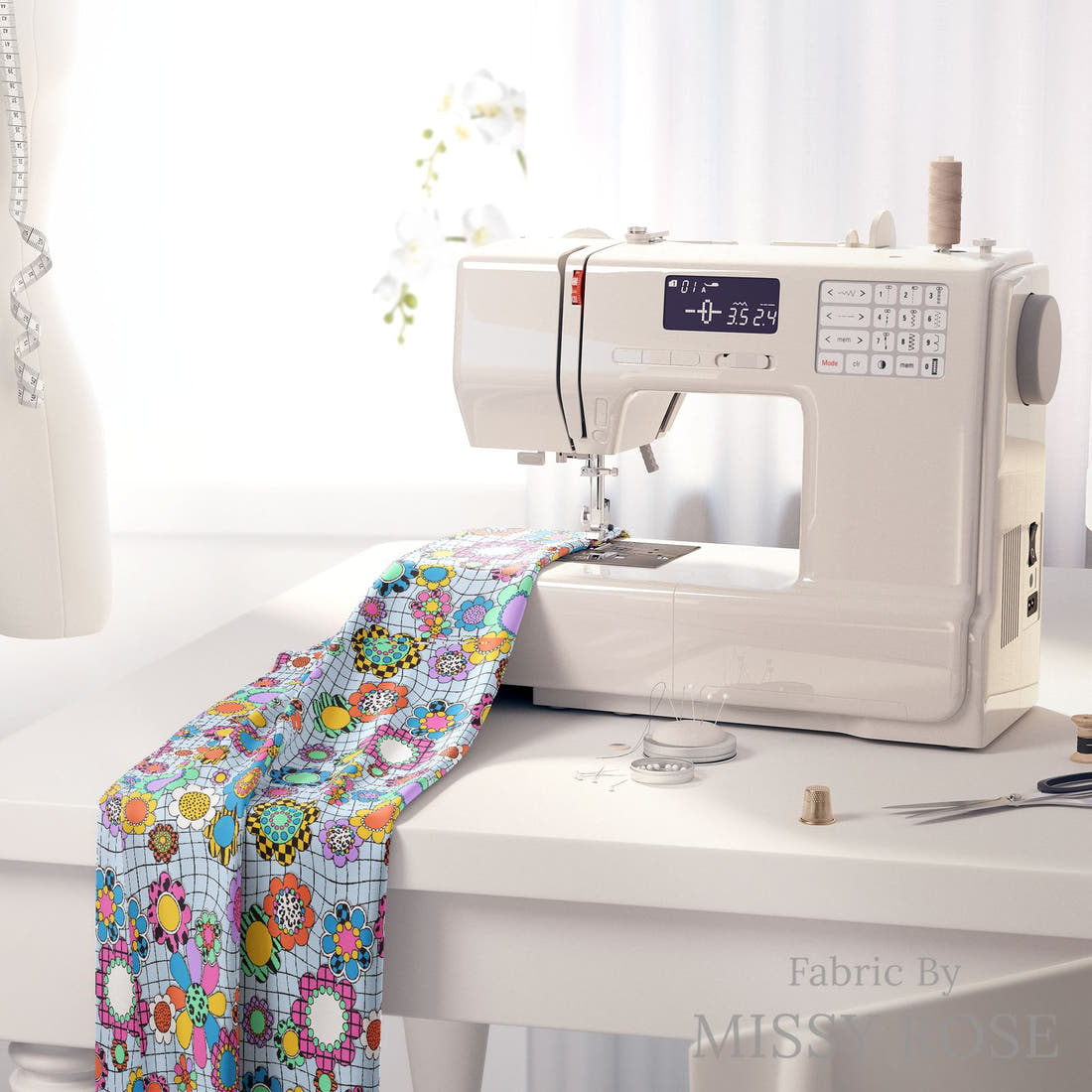 Studio Saturate Fabric 12 on a sewing machine - premium fabric for sewing projects | Fabric by Missy Rose