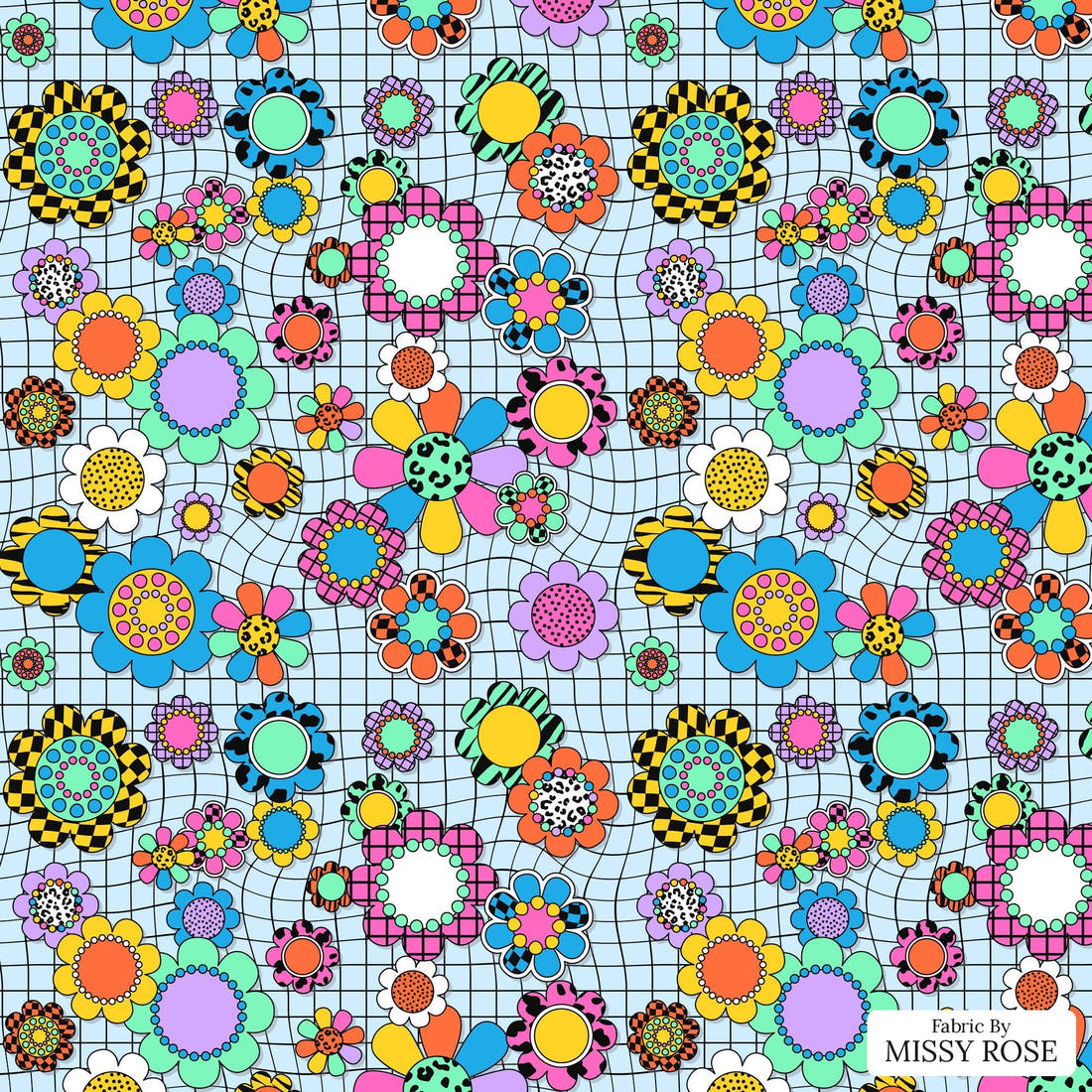 Studio Saturate Fabric 12 - flat view of the print, zoom in for detail | Fabric by Missy Rose