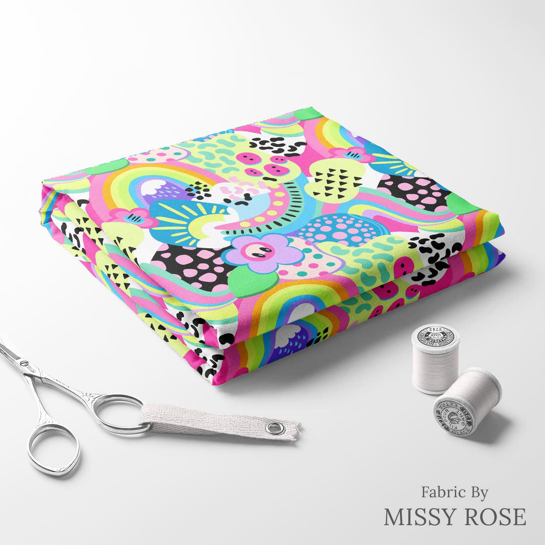 Studio Saturate Fabric 13 folded fabric stack with matching thread - pre-order fabric Australia | Fabric by Missy Rose