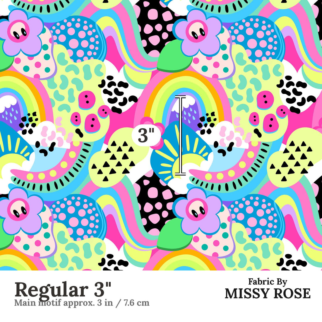 Studio Saturate Fabric 13 Regular 3 inch print scale guide | Fabric by Missy Rose