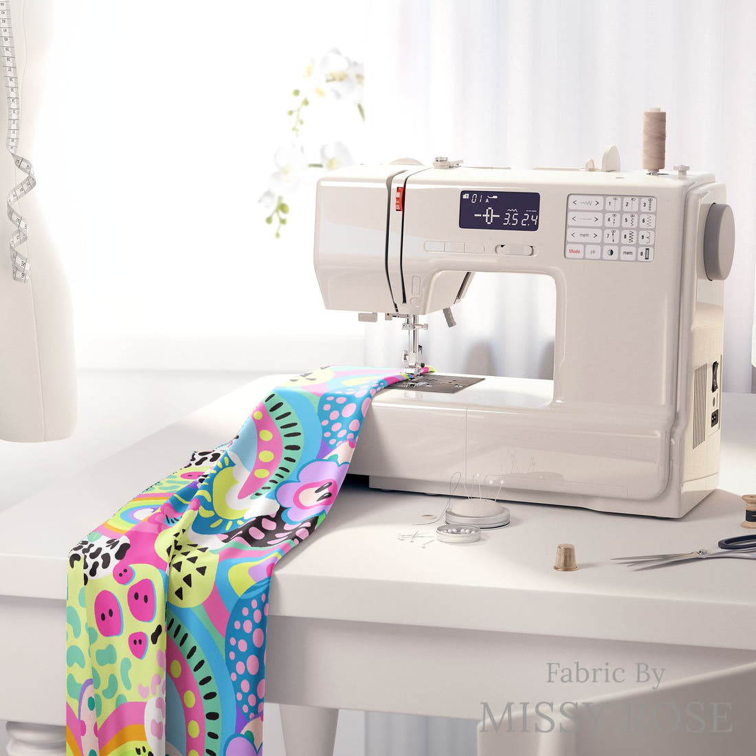 Studio Saturate Fabric 13 on a sewing machine - premium fabric for sewing projects | Fabric by Missy Rose