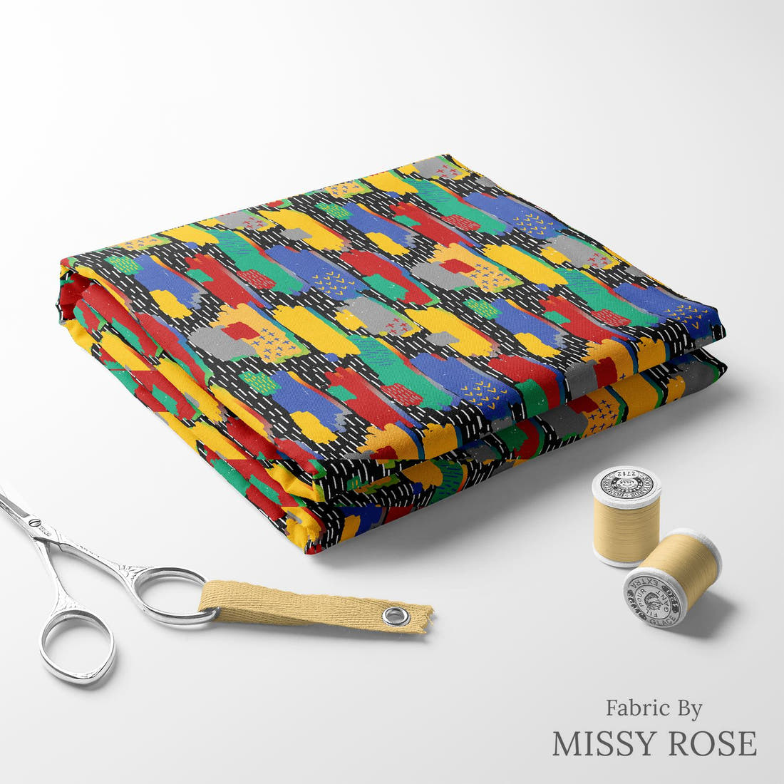 Studio Saturate Fabric 14 folded fabric stack with matching thread - pre-order fabric Australia | Fabric by Missy Rose