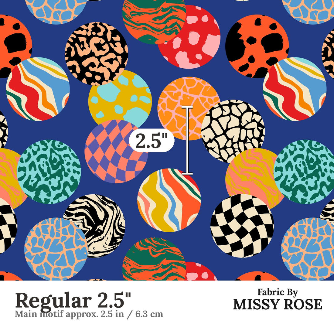 Studio Saturate Fabric 17 Regular 2.5 inch print scale guide | Fabric by Missy Rose
