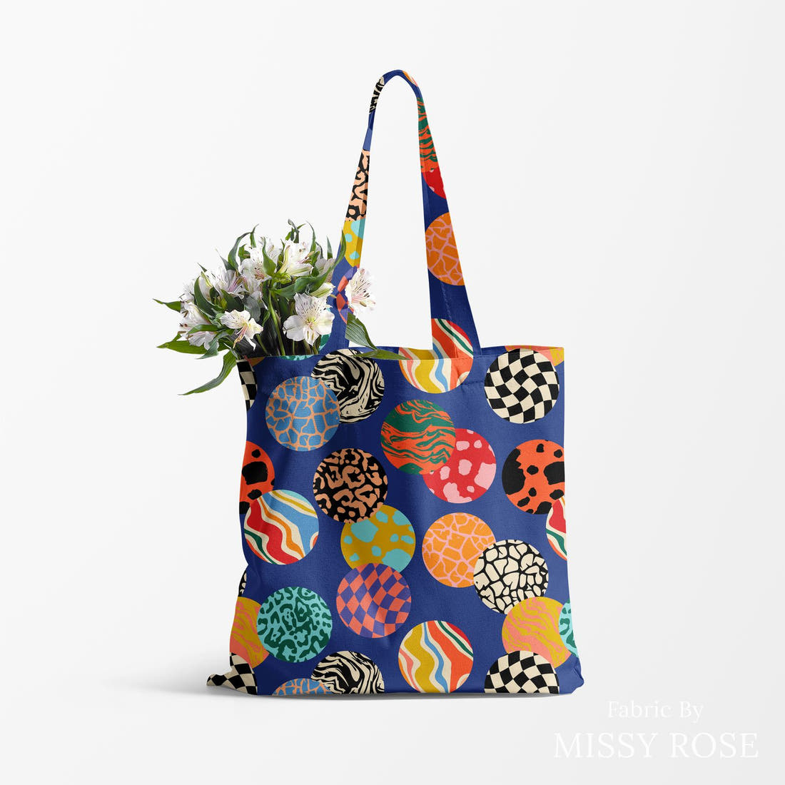 Studio Saturate Fabric 17 made up as a tote bag - see how the print looks made up | Fabric by Missy Rose