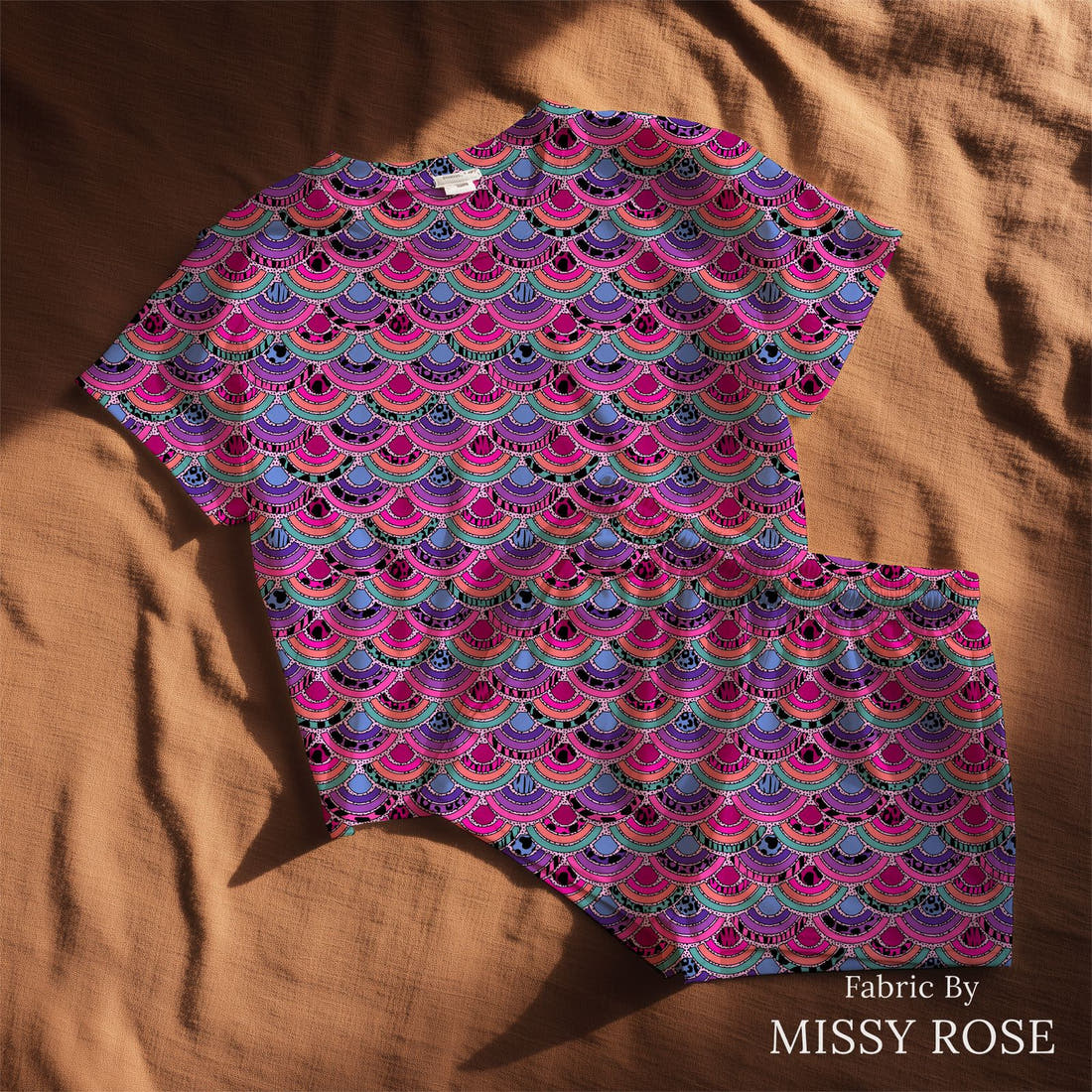 Studio Saturate Fabric 18 sewn into a lounge set - see how the print looks made up | Fabric by Missy Rose